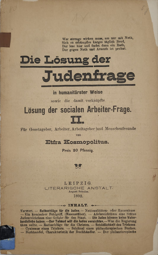 Die Lösung der Judenfrage in humanitärster Weise